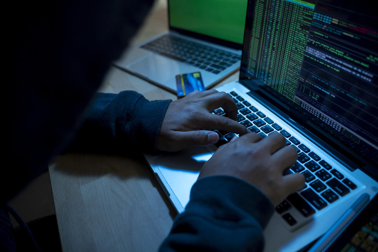 Hacker attacking internet crypto