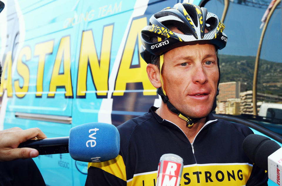MONACO - JULY 02:  Lance Armstrong of the USA and Astana prepares to train with his team in preparation for 2009 Tour de France which begins on saturday,  on July 2, 2009 in Monaco, Monaco.  (Photo by Bryn Lennon/Getty Images)