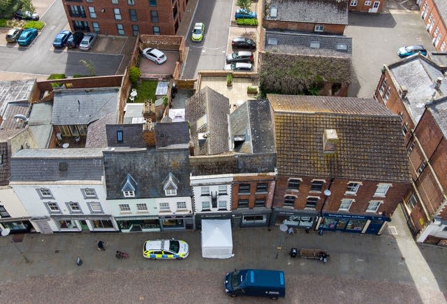 Police activity at the cafe on Tuesday (Joe Giddens/PA)