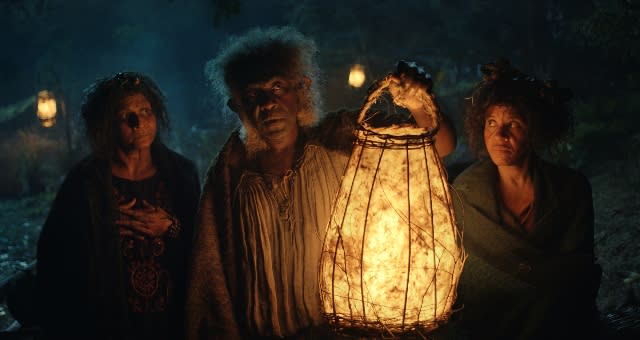 Thusitha Jayasundera, Lenny Henry, Sara Zwangobani in ‘The Lord of the Rings: The Rings of Power’ - Credit: Courtesy of Prime Video.