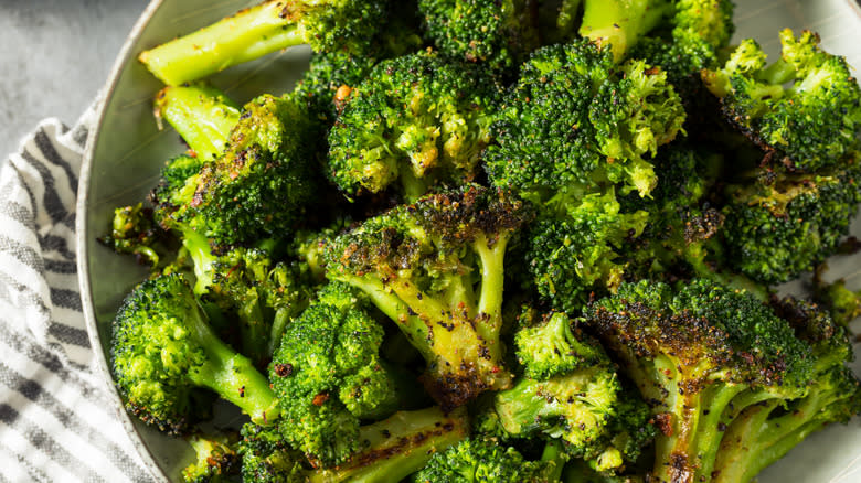 plate filled with roasted broccoli