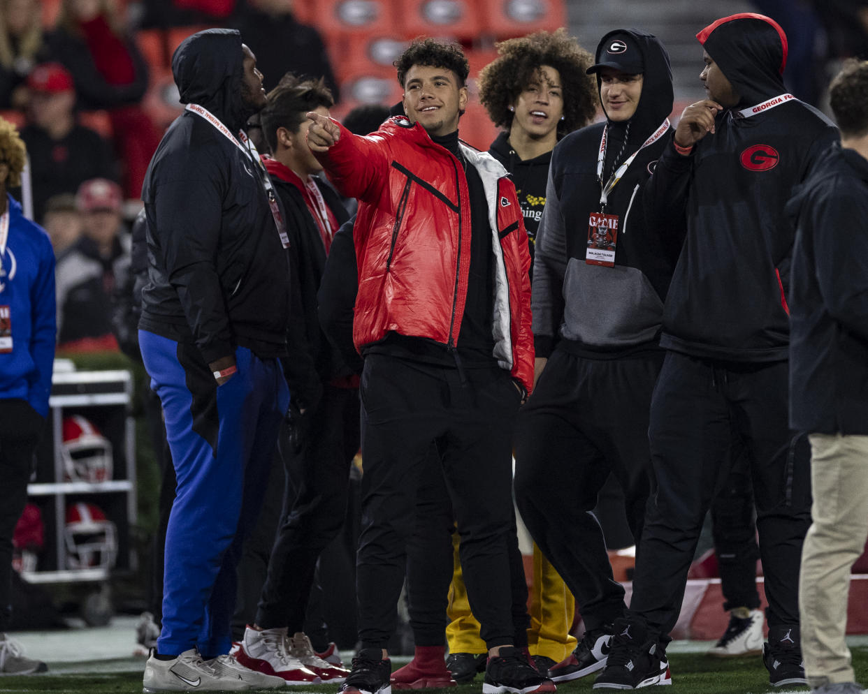 ATHENS, GA - NOVEMBER 11: Dylan Raiola a Georgia recruit on the sideline before a game between University of Mississippi and University of Georgia at Sanford Stadium on November 11, 2023 in Athens, Georgia. (Photo by Steve Limentani/ISI Photos/Getty Images)