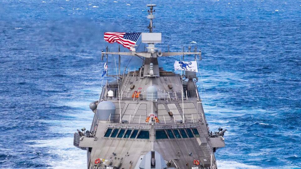 The U.S. Navy’s littoral combat ship Billings is a Freedom-class variant, built by Lockheed Martin and able to perform surface warfare missions. (MC3 Aaron Lau/U.S. Navy)