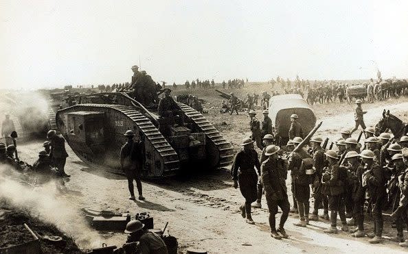 A British Mark IV tank in service on the Western Front - Paul Popper
