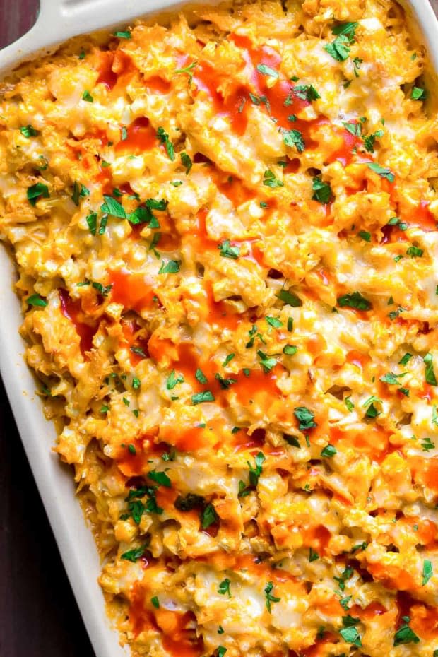 <p><a href="https://deliciouslittlebites.com/buffalo-chicken-cauliflower-casserole/" rel="nofollow noopener" target="_blank" data-ylk="slk:Delicious Little Bites;elm:context_link;itc:0;sec:content-canvas" class="link ">Delicious Little Bites</a></p>