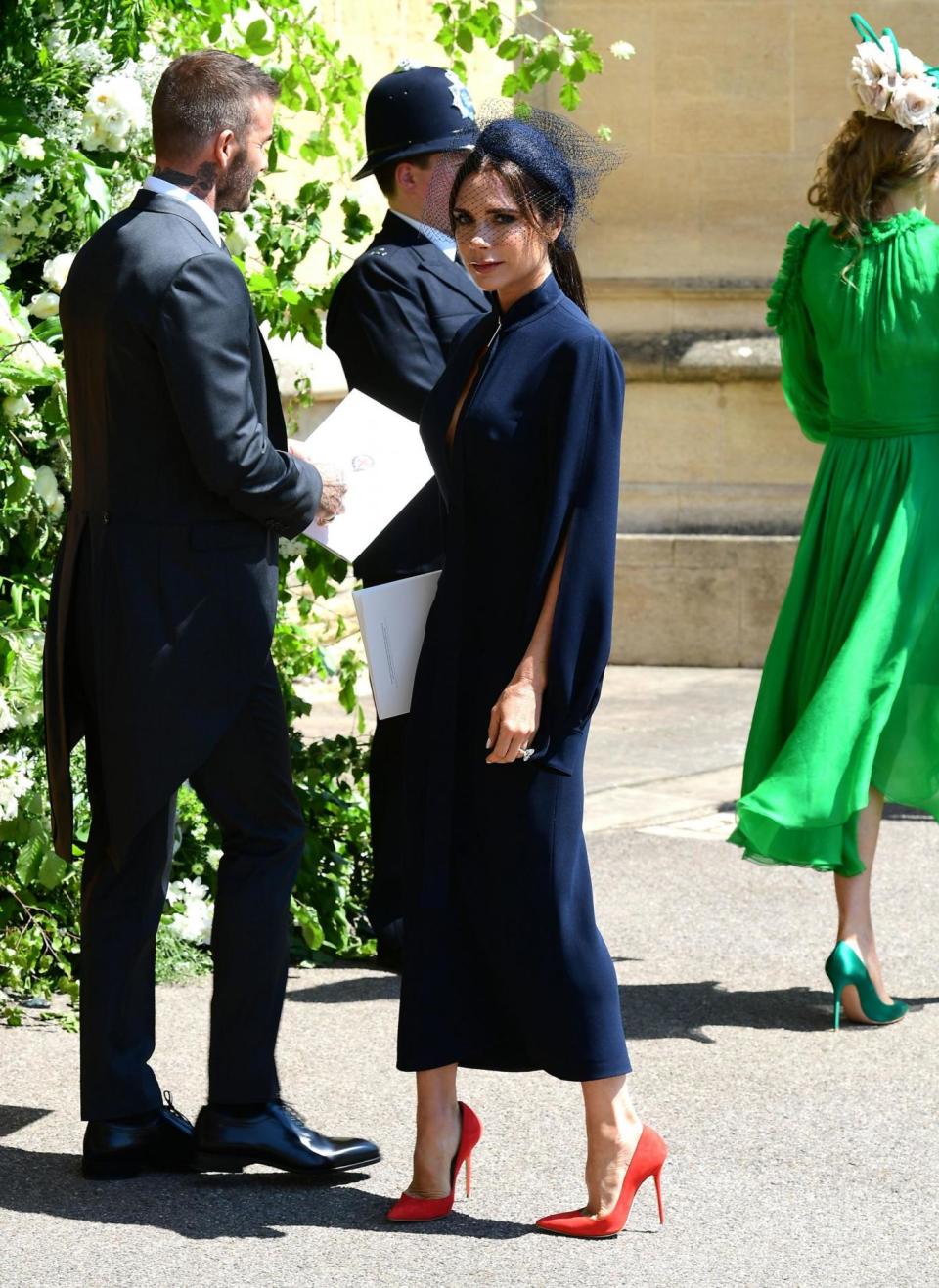 Victoria Beckham in one of her own designs at the royal wedding (AFP/Getty Images)