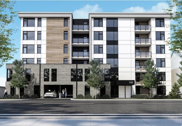 The building would contain 84 units, of which 60 would be designated affordable housing, and would include a parking garage on the lower levels. (APM - image credit)