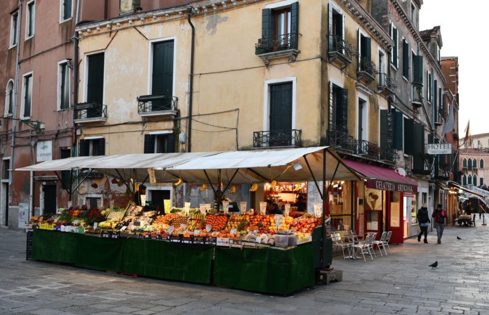 ITALY, VENICE - FEBRUARY 08 : Venice is a city in northeastern Italy and the capital of the Veneto region. It is situated across a group of 118 small islands that are separated by canals in Venice on February 08, 2019, Italy. (Photo by Frederic Soltan/Corbis via Getty Images)