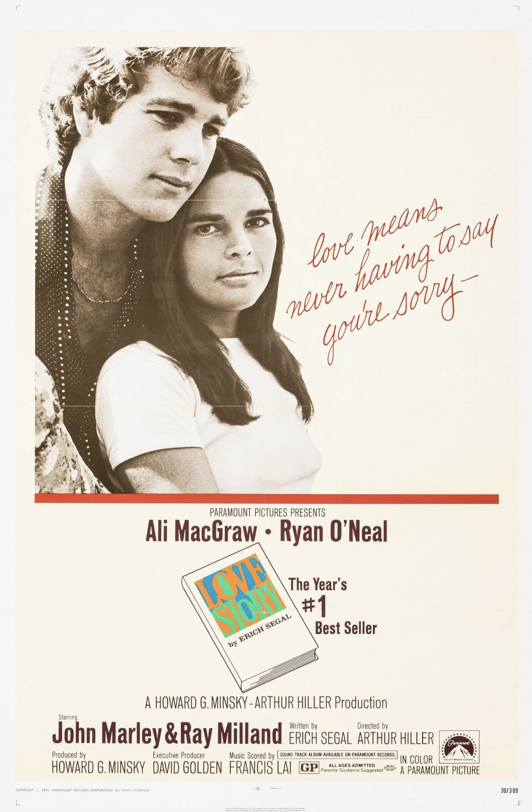 Movie poster for the 1970 film, Love Story