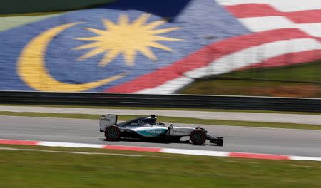 Mercedes' Lewis Hamilton in action during practice. Reuters / Olivia Harris Livepic