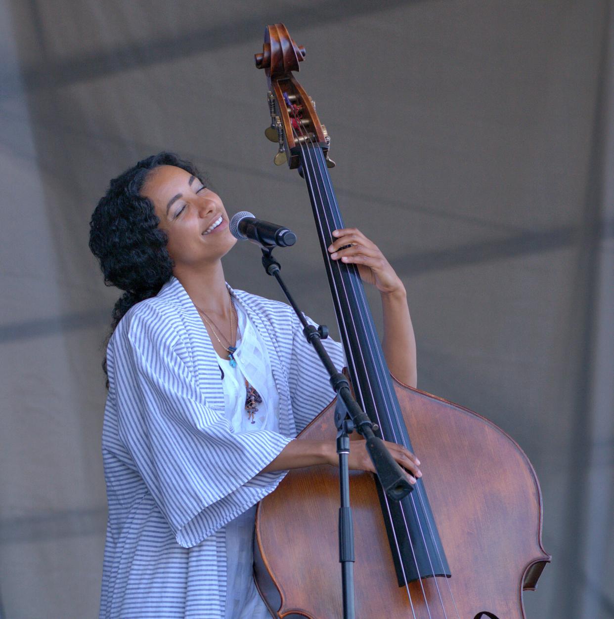 Esperanza Spalding, performing at the Newport Jazz Festival in 2022.