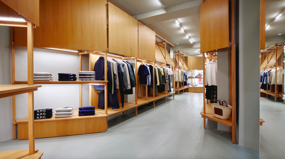 Inside the new A.P.C. store in Milan.