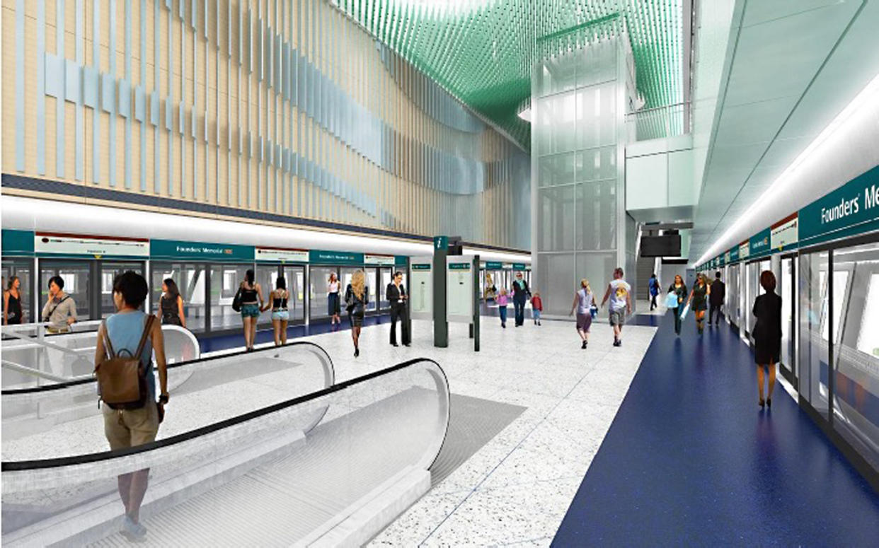 Works on the station will commence this year, with it expected to open in tandem with the Founders' Memorial in 2025.