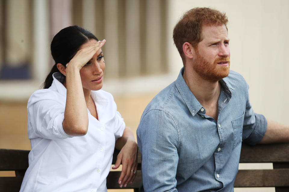 Meghan Markle, who is reportedly four months along in her pregnancy, admitted she has been feeling “a bit tired”. Source: Getty