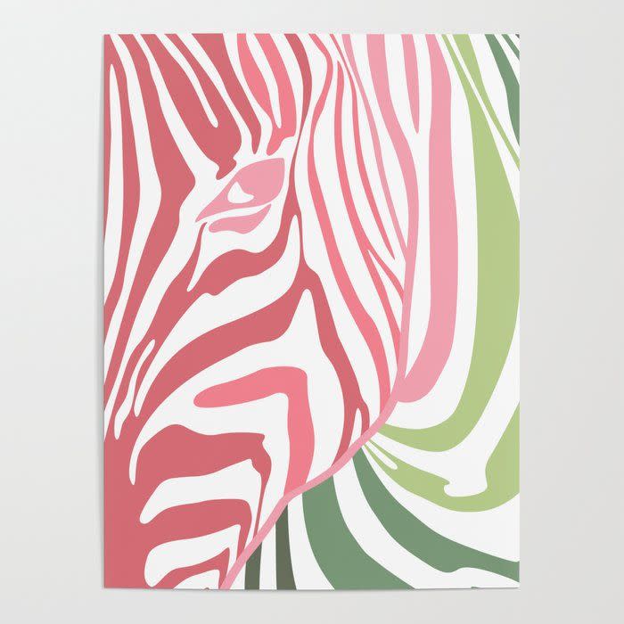 Pink And Green Zebra Portrait