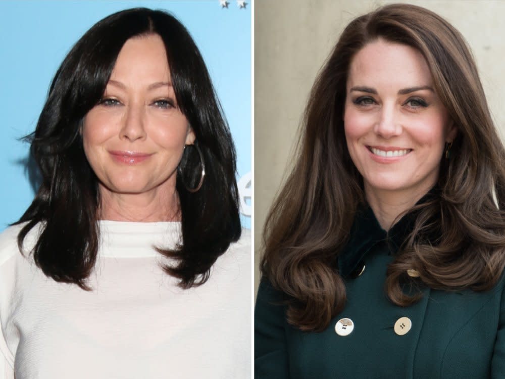 Shannen Doherty (li.) zeigt ihre Bewunderung für Prinzessin Kate bei Instagram. (Bild: Frederic Legrand - COMEO/Shutterstock.com / Kathy Hutchins/Shutterstock.com)