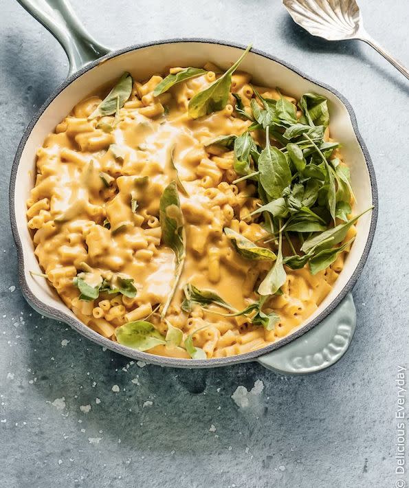 <strong>Get the <a href="https://www.deliciouseveryday.com/vegan-mac-cheese/" target="_blank">Classic Vegan Mac And Cheese recipe</a> from Delicious Everyday</strong>