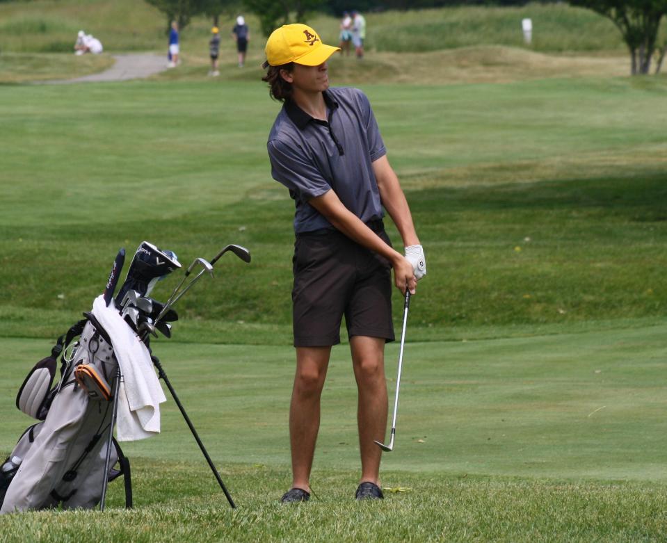 Rochester Adams' Peter Roehl competes during the final round of the MHSAA Division 1 boys golf state championships on Saturday, June 10, 2023, in Allendale.