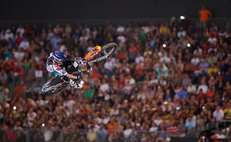 Action from the Red Bull X-Fighters International Freestyle Motocross 2013 at Downtown Dubai. Photo: Karl Jeffs/Yahoo! Maktoob