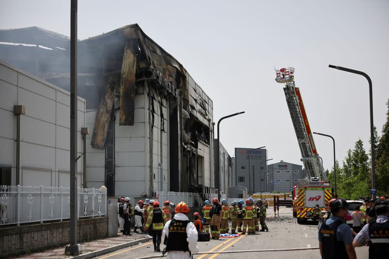 FILE PHOTO: Fire at a lithium battery factory, in Hwaseong