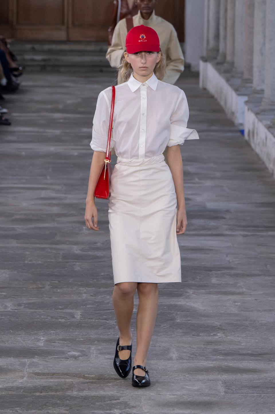 MILAN, ITALY - SEPTEMBER 23: A model walks the runway during the Bally Ready to Wear Spring/Summer 2024 fashion show as part of the  Milan Fashion Week on September 23, 2023 in Milan, Italy. (Photo by Victor VIRGILE/Gamma-Rapho via Getty Images)