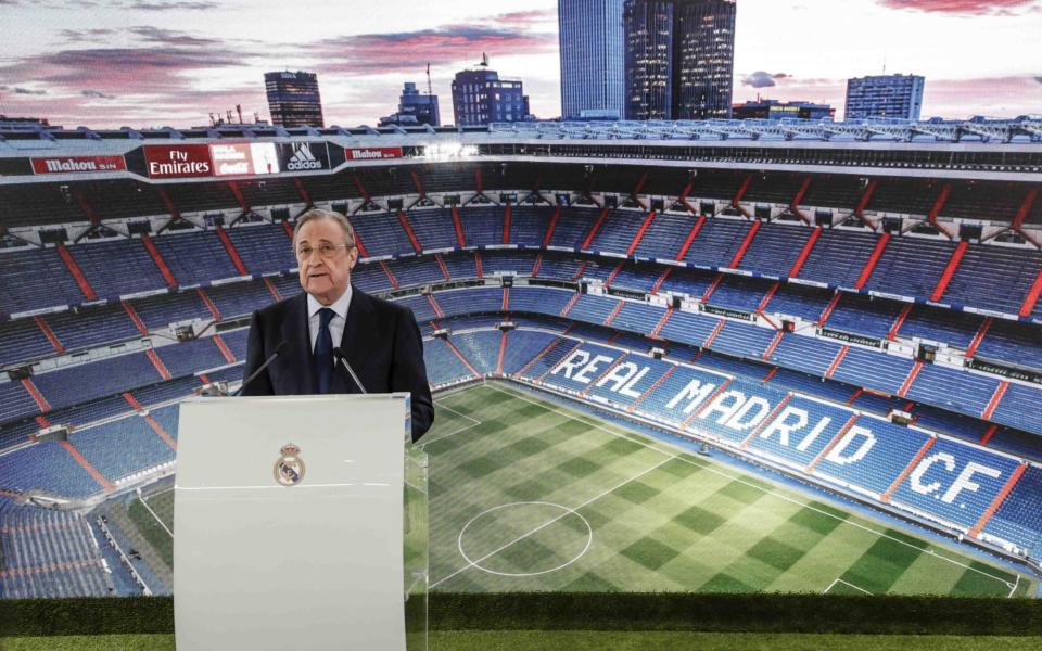 Florentino Perez president of Real Madrid (Real Madrid) at the press conference to unveil his new signing Eden Hazard - ACTION PLUS