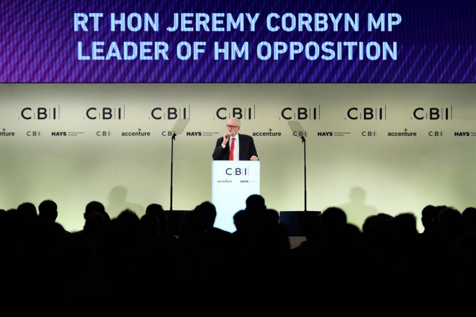 Labour Party Leader Jeremy Corbyn speaks during the 2018 CBI Conference (Getty Images)