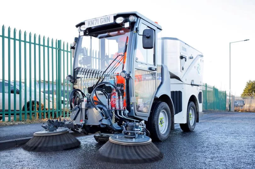 A road sweeper used by Redcar and Cleveland Council which is powered by hydrotreated vegetable oil