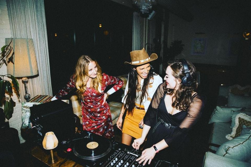 DJ Rodeo Starr is joined by entrepreneur Gowa Peshewa and Margo Price at Soho House Nashville during Price's afterparty for the release of her memoir "Maybe We'll Make It."