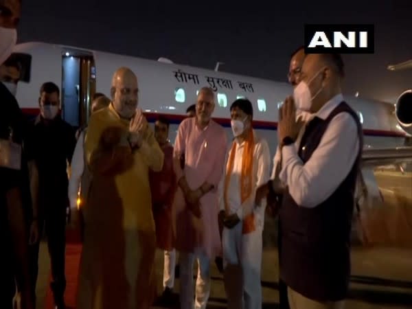 Union Minister Amit Shah at Ahmedabad airport. (Photo/ANI)