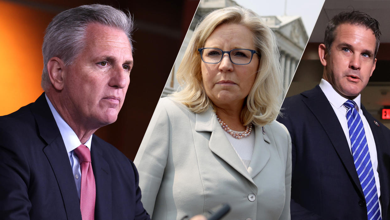 GOP Reps. Kevin McCarthy, Liz Cheney and Adam Kinzinger. (Photos: Anna Moneymaker/Getty Images, Anna Moneymaker/Getty Images, Chip Somodevilla/Getty Images)