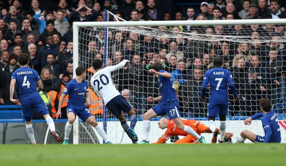 Dele Alli, centre left, was instrumental in Spurs’ most recent league wins over Chelsea (Steven Paston/PA) (PA Archive)