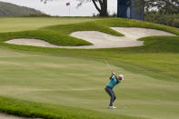 Russell Henley hits from the seventh fairway during the third round of the U.S. Open Golf Championship, Saturday, June 19, 2021, at Torrey Pines Golf Course in San Diego. (AP Photo/Gregory Bull)