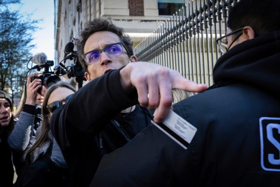 Columbia University assistant professor Shai Davidai, is denied access to the main campus after his security card was deactivated on Monday. AP