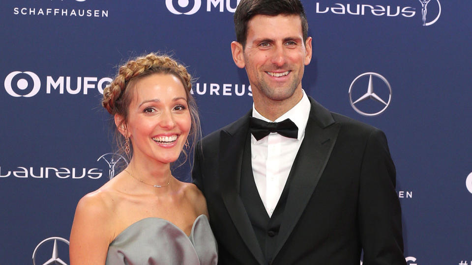 Jelena and Novak Djokovic in February at the Laureus Sport Awards. (Photo by Gisela Schober/Getty Images)