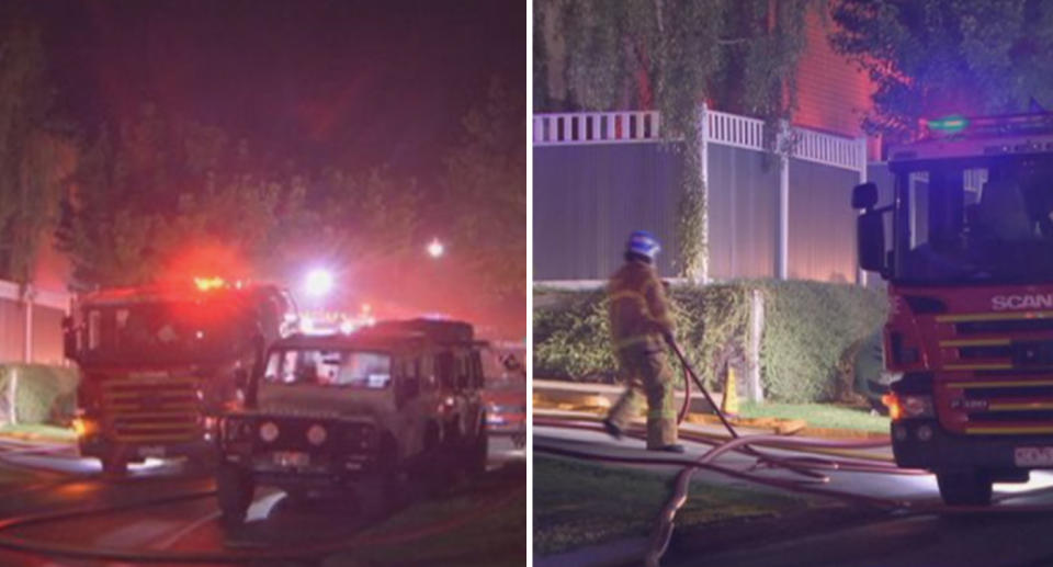 Firefighters attend a scene in Glen Waverley in Melbourne where a woman and three children died in a house fire. 