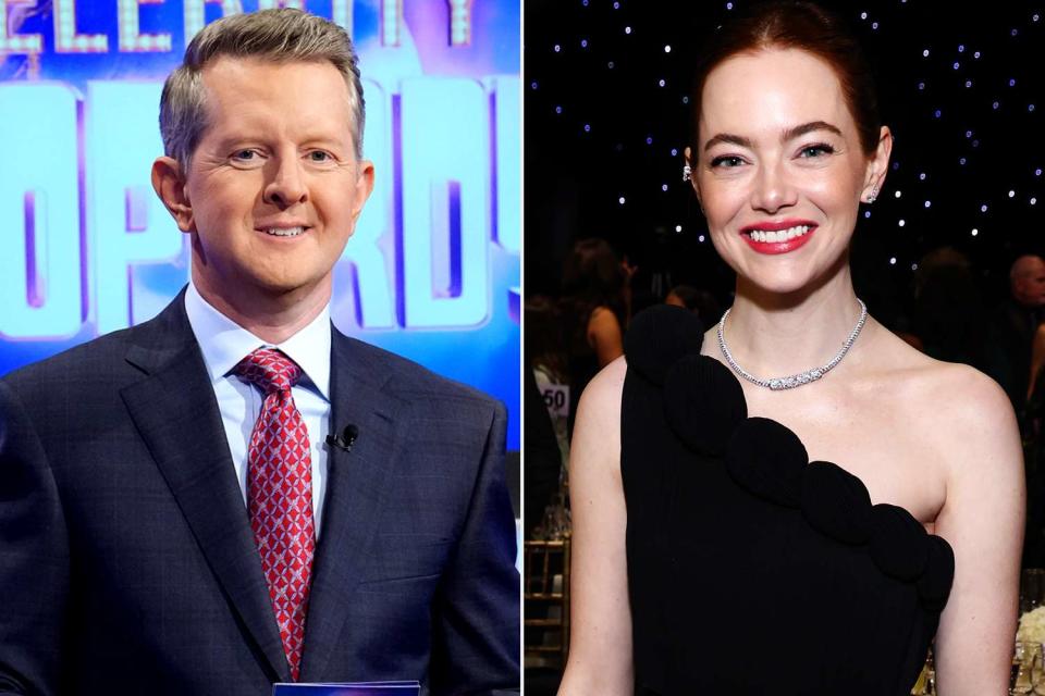 <p>Eric McCandless/ABC via Getty Images; Phillip Faraone/Getty ImagesWater)</p> Ken Jennings and Emma Stone