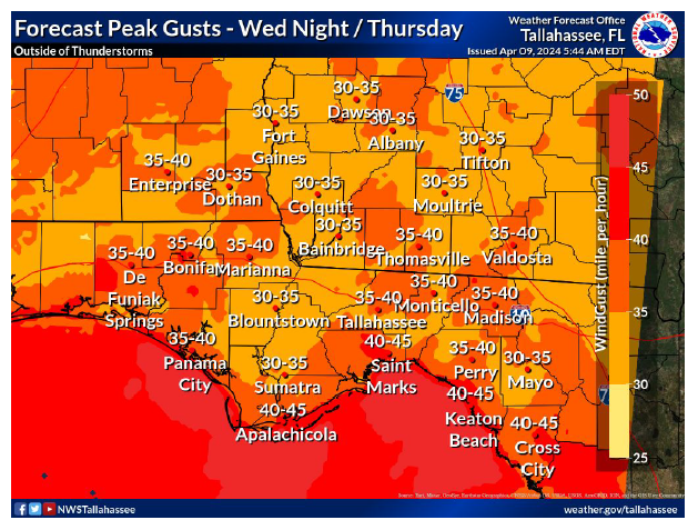 A strong storm system capable of producing tornadoes, heavy rain and strong gusts outside of thunderstorms is expected to move across North Florida on Wednesday night into Thursday morning.