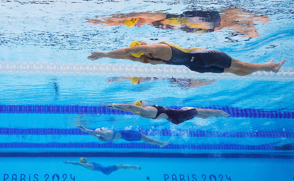 The pool at the Paris Olympics, pictured here during Kaylee McKeown's win.