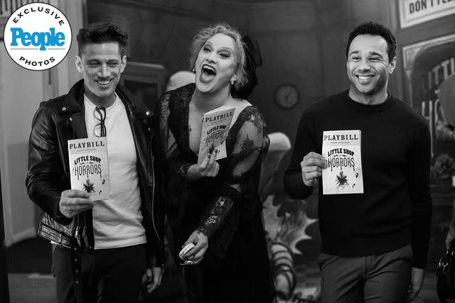 <p>Andy Henderson</p> James Carpinello, Jinkx Monsoon and Corbin Bleu share a laugh at the Westside Theatre in New York City before performing in 'Little Shop of Horrors'