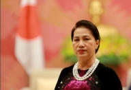 Vietnamese Chairwoman of National Assembly Nguyen Thi Kim Ngan waits for the arrival of Japanese Prime Minister Shinzo Abe at the National Assembly in Hanoi, Vietnam 16 January 2017. REUTERS/Minh Hoang/Pool