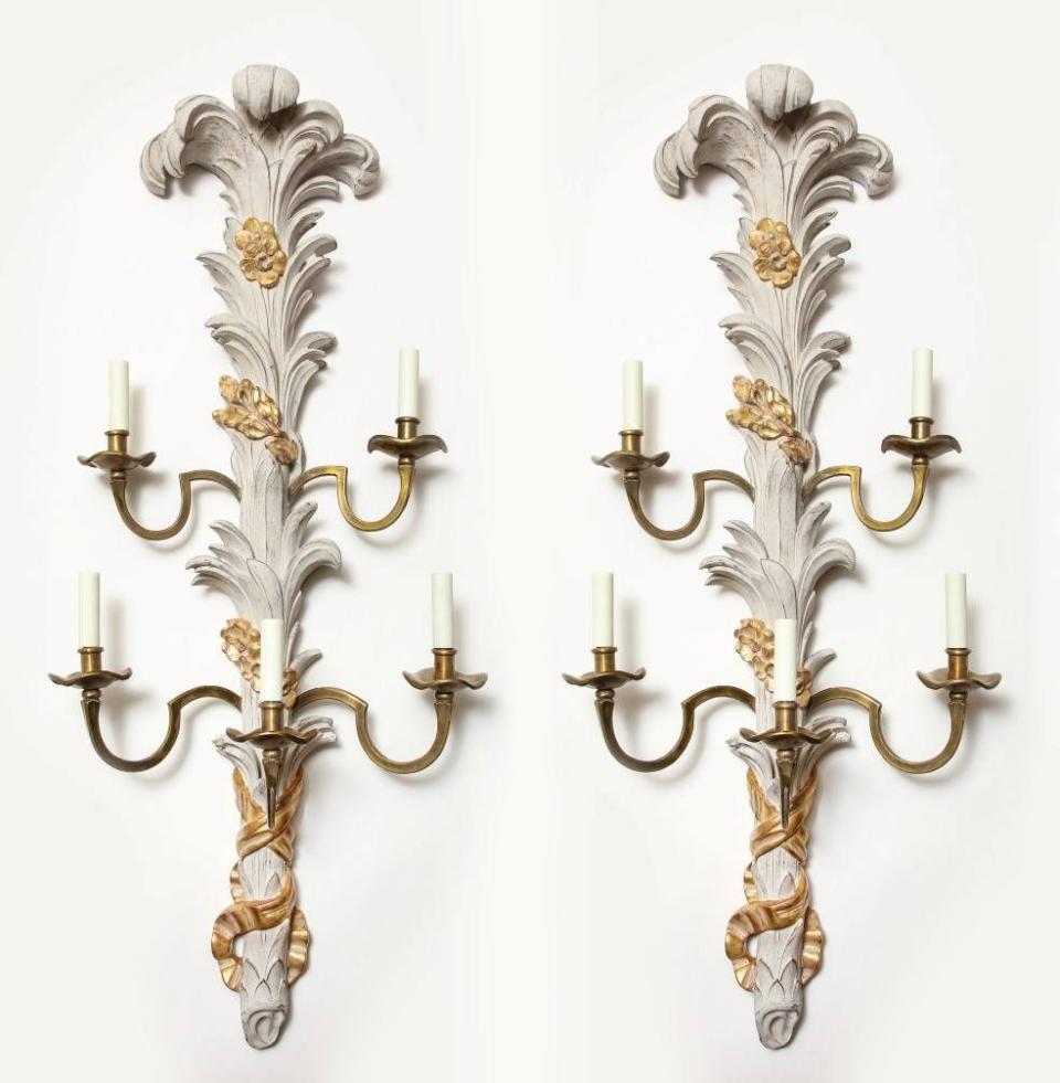 5) Parcel-Gilt Five-Arm Wall Lights