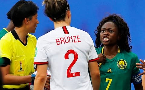 Cameroon's Gabrielle Aboudi Onguene loses her cool - Credit: reuters