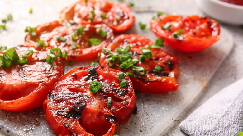 grilled tomatoes on board