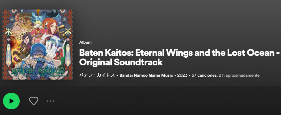 Así aparece el OST de Baten Kaitos en Spotify