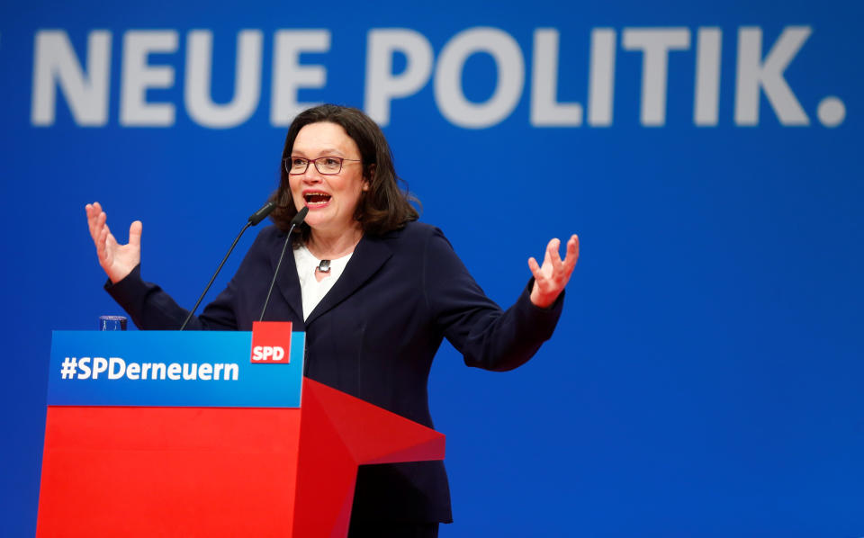 Die versprochene Erneuerung muss Andrea Nahles nun zügig in Angriff nehmen (Bild: Reuters)