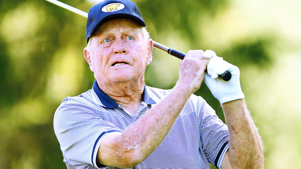 Jack Nicklaus is pictured playing in the 2019 Ally Challenge.