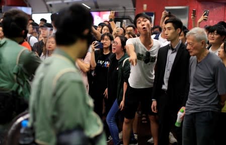 Protesters attend a demonstration in Hong Kong