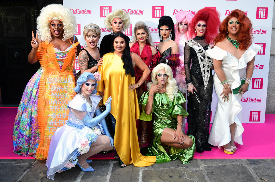 Baga Chipz joined the likes of Divina De Campo, Cheryl Hole and The Vivienne in the first series of 'RuPaul's Drag Race UK'. (Ian West/PA Images via Getty Images)