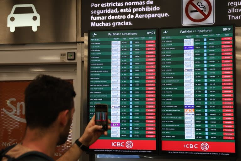 Vuelos cancelados, la postal de hoy en Aeroparque